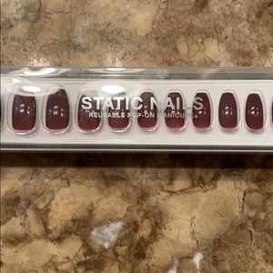 Static Nails, French Wine, coffin shape nail set